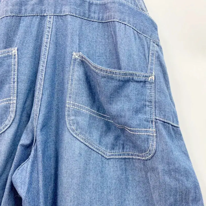 [BUNJANG] BACK NUMBER Denim Jumpsuit Wide Skirt Pants / BACKNUMBER 백넘버 데님멜빵바지 점프수트 와이드 치마바지 C852