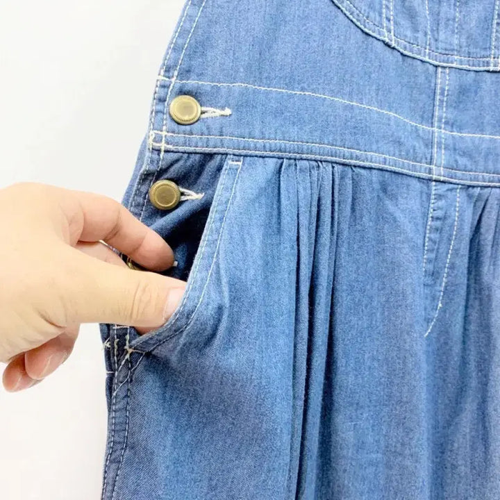 [BUNJANG] BACK NUMBER Denim Jumpsuit Wide Skirt Pants / BACKNUMBER 백넘버 데님멜빵바지 점프수트 와이드 치마바지 C852