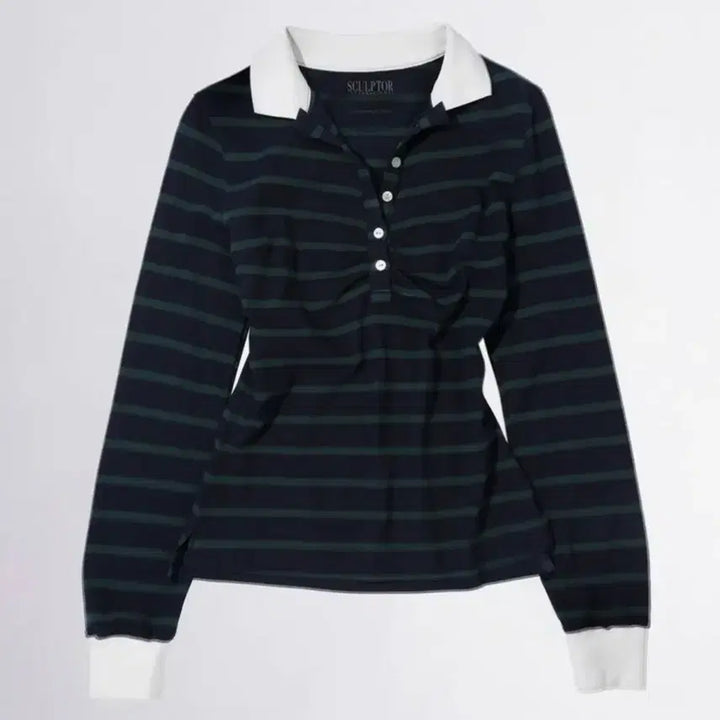 [BUNJANG] 스컬프터 Shirring Tennis Shirt Navy/Green / 스컬프터 Shirring Tennis Shirt Navy/Green