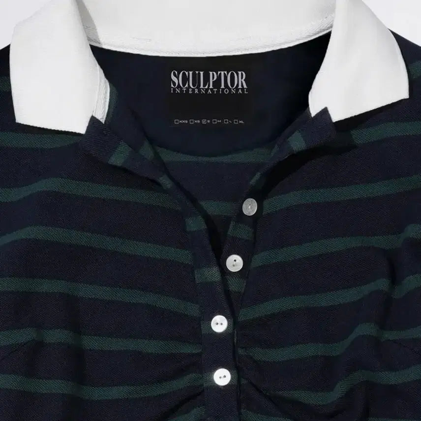 [BUNJANG] 스컬프터 Shirring Tennis Shirt Navy/Green / 스컬프터 Shirring Tennis Shirt Navy/Green
