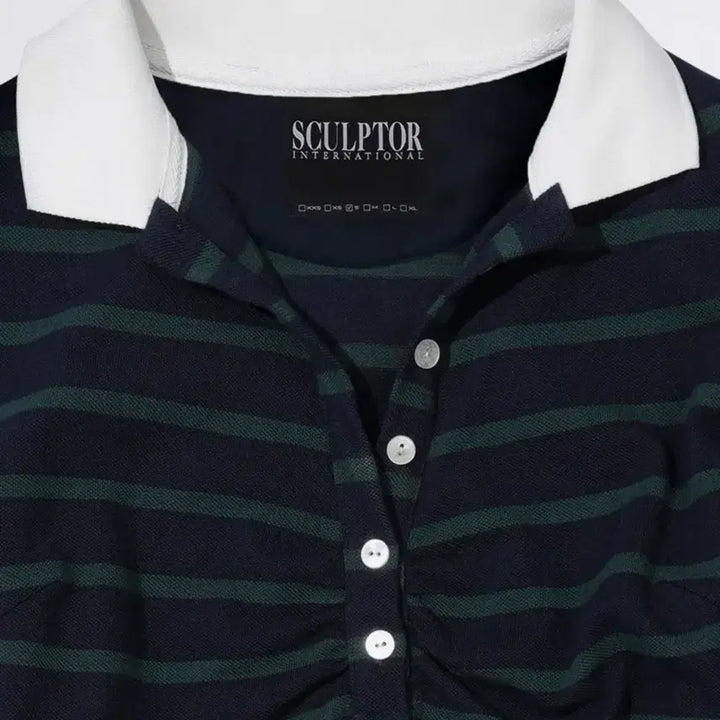 [BUNJANG] 스컬프터 Shirring Tennis Shirt Navy/Green / 스컬프터 Shirring Tennis Shirt Navy/Green