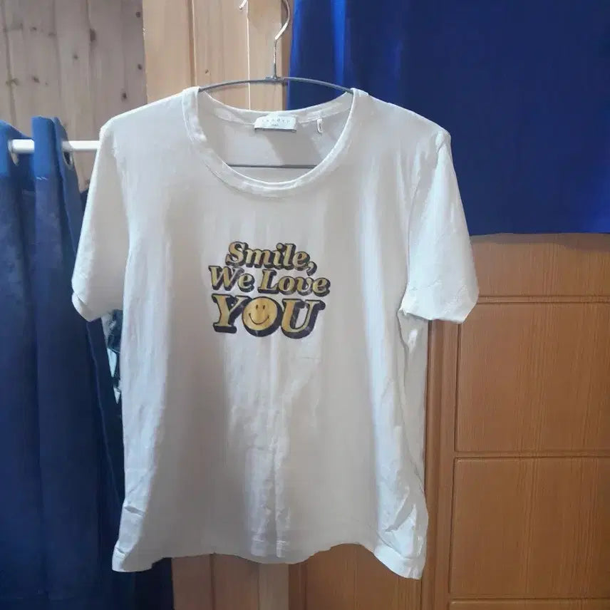 [SOLD OUT] 산드로 스마일 반팔 티셔츠 화이트 S