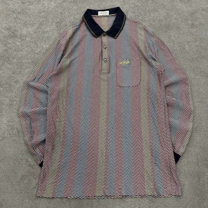 [SOLD OUT] 100 미쏘니 90s 멀티컬러 패턴 카라 롱슬리브