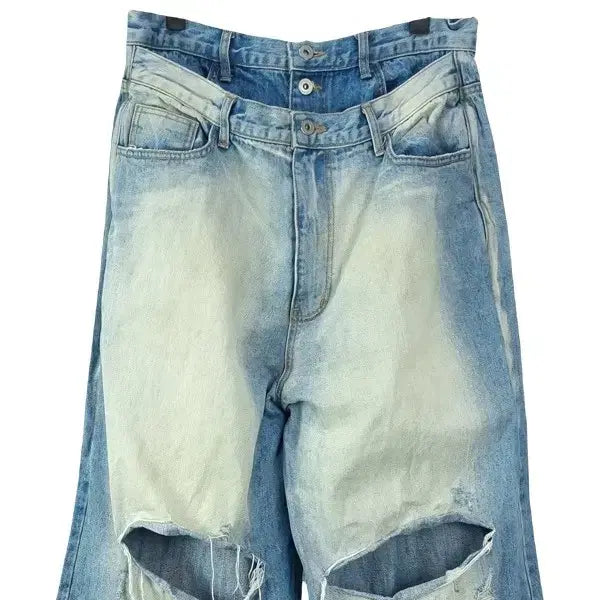 [BUNJANG] 선데이오프클럽 24 S/S 더블 웨이스트 디스트레스드 데님 M20233 / 선데이오프클럽 24 S/S 더블 웨이스트 디스트레스드 데님 M20233