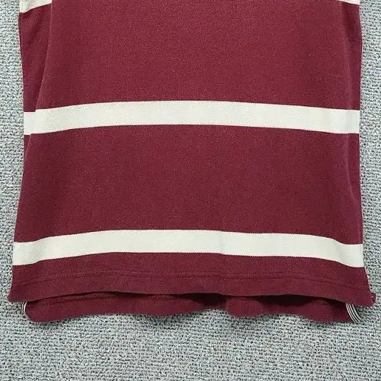 [BUNJANG] Tommy Hilfiger Striped Burgundy Polo Shirt / 타미힐피거 스트라이프 버건디 반팔 카라티 S/P