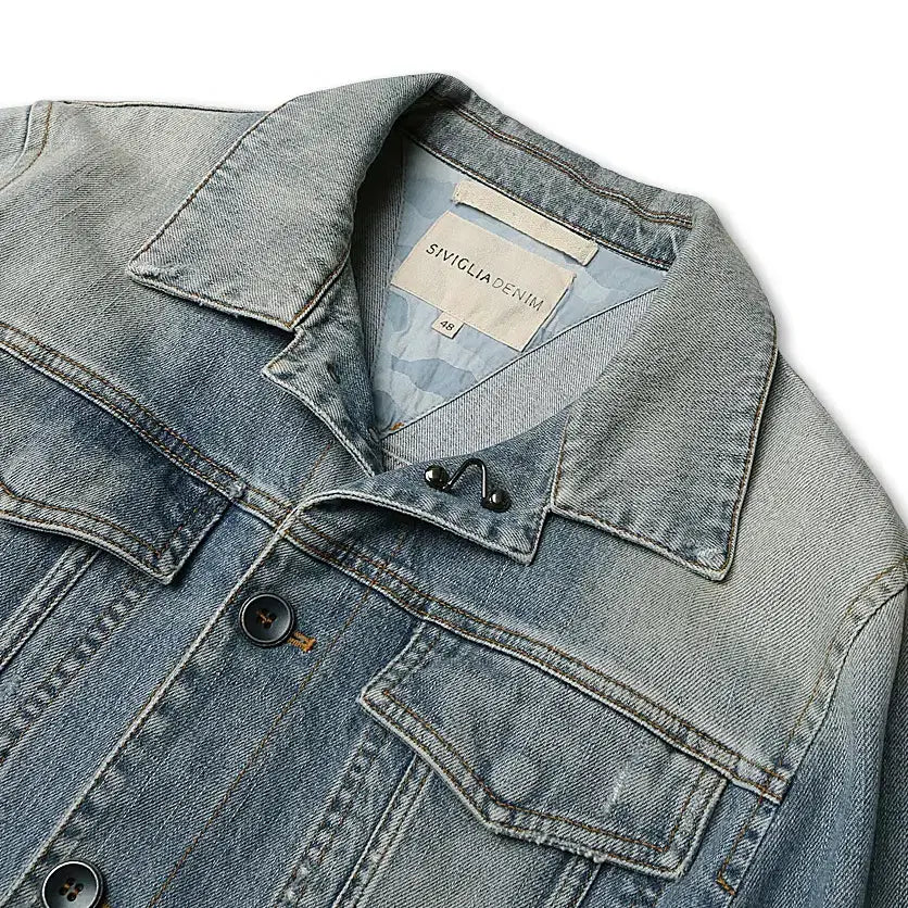 [BUNJANG] Siviglia Italy Cotton Denim Trucker Jacket / 시빌리아 [Siviglia] 연청 이태리 코튼 데님 트러커 자켓 청자켓