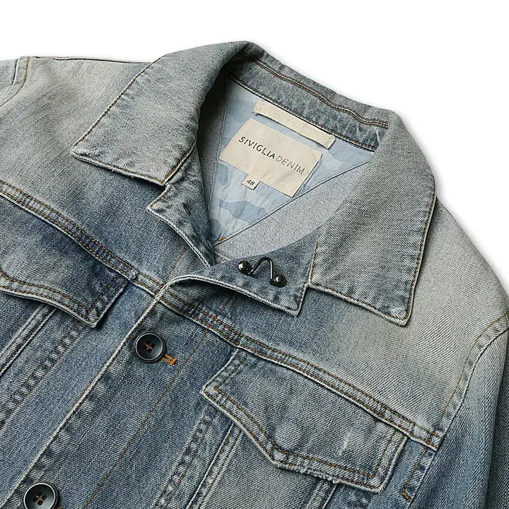 [BUNJANG] Siviglia Italy Cotton Denim Trucker Jacket / 시빌리아 [Siviglia] 연청 이태리 코튼 데님 트러커 자켓 청자켓