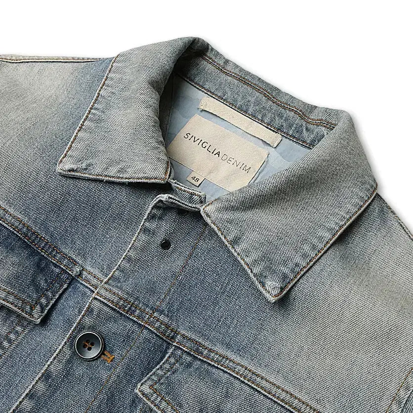 [BUNJANG] Siviglia Italy Cotton Denim Trucker Jacket / 시빌리아 [Siviglia] 연청 이태리 코튼 데님 트러커 자켓 청자켓