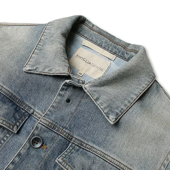 [BUNJANG] Siviglia Italy Cotton Denim Trucker Jacket / 시빌리아 [Siviglia] 연청 이태리 코튼 데님 트러커 자켓 청자켓