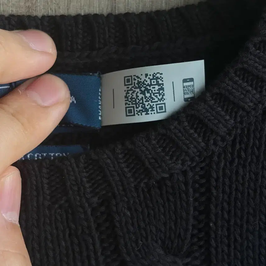[BUNJANG] Polo Ralph Lauren Cable Knit Sweater - Black / 새상품(S)폴로 랄프로렌 자수로고 케이블 니트 블랙