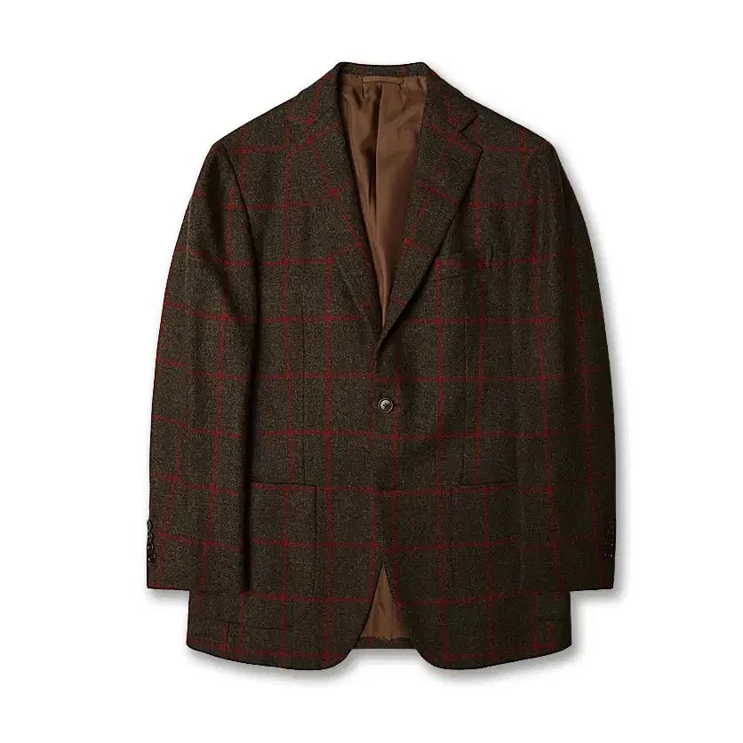 [BUNJANG] Beams F Brown Red Check Wool Sports Jacket / 빔즈 에프 [Beams F] 브라운 레드 포인트 체크 울 스포츠 자켓