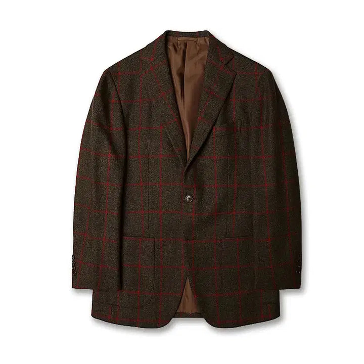 [BUNJANG] Beams F Brown Red Check Wool Sports Jacket / 빔즈 에프 [Beams F] 브라운 레드 포인트 체크 울 스포츠 자켓