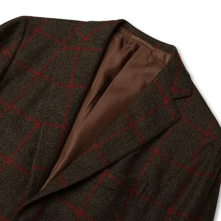 [BUNJANG] Beams F Brown Red Check Wool Sports Jacket / 빔즈 에프 [Beams F] 브라운 레드 포인트 체크 울 스포츠 자켓