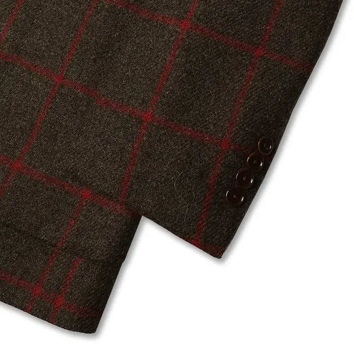 [BUNJANG] Beams F Brown Red Check Wool Sports Jacket / 빔즈 에프 [Beams F] 브라운 레드 포인트 체크 울 스포츠 자켓
