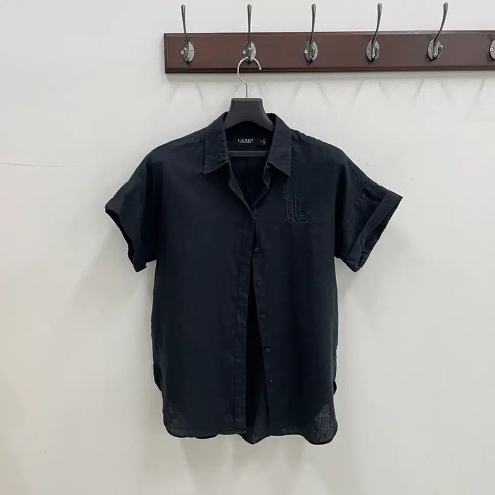 [SOLD OUT] 랄프로렌 여성55-66 블랙 풀 린넨 반팔 셔츠