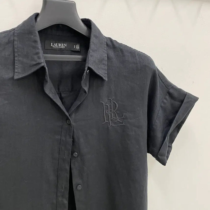 [SOLD OUT] 랄프로렌 여성55-66 블랙 풀 린넨 반팔 셔츠