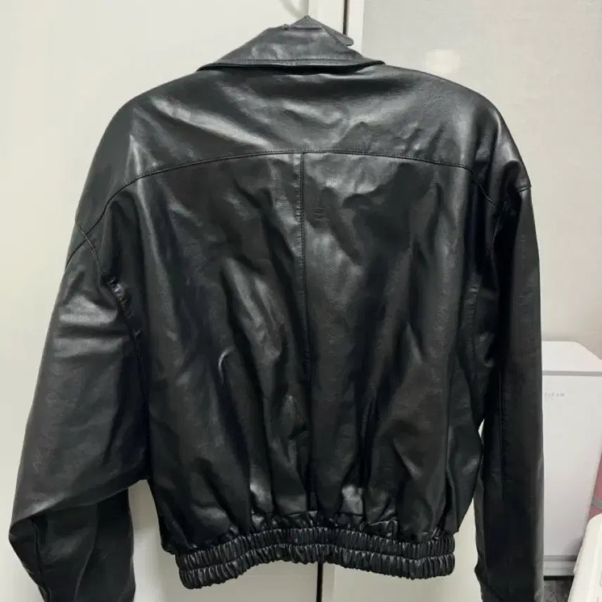 [BUNJANG] Black Leather Blouson Jacket / 블랙 레더 블루종 자켓