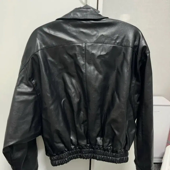[BUNJANG] Black Leather Blouson Jacket / 블랙 레더 블루종 자켓