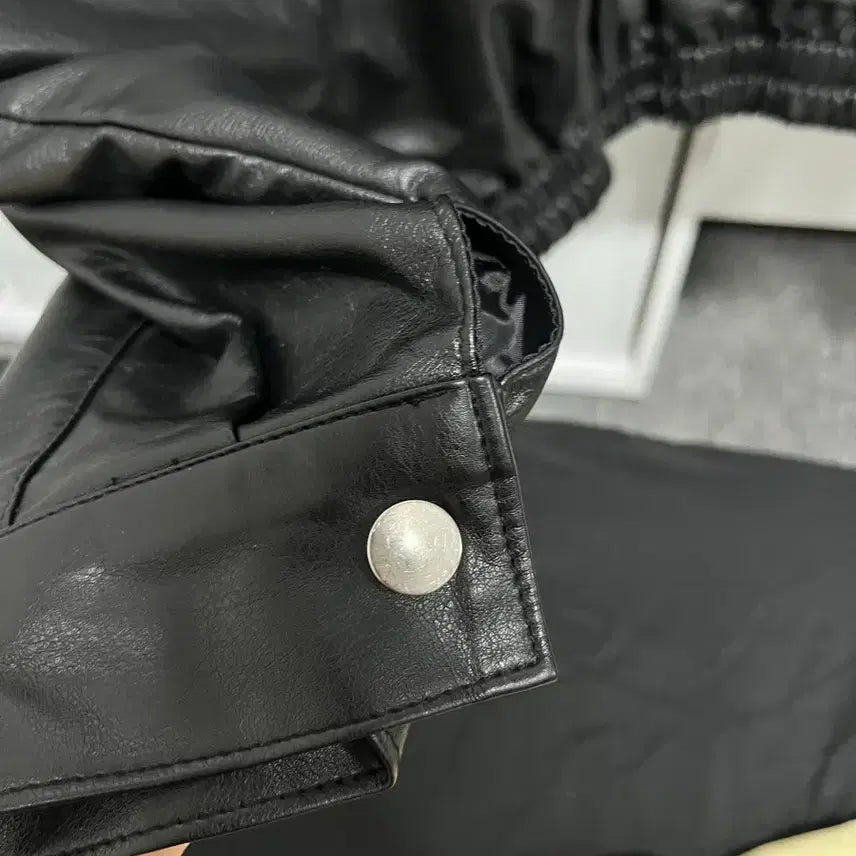 [BUNJANG] Black Leather Blouson Jacket / 블랙 레더 블루종 자켓