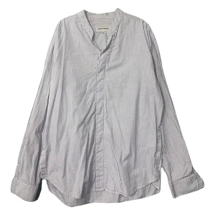 [BUNJANG] Solid Homme Striped Light Blue China Neck Shirt / 솔리드옴므 스트라이프 라이트 블루 차이나넥 셔츠 100