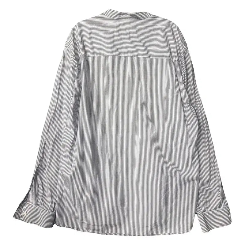 [BUNJANG] Solid Homme Striped Light Blue China Neck Shirt / 솔리드옴므 스트라이프 라이트 블루 차이나넥 셔츠 100