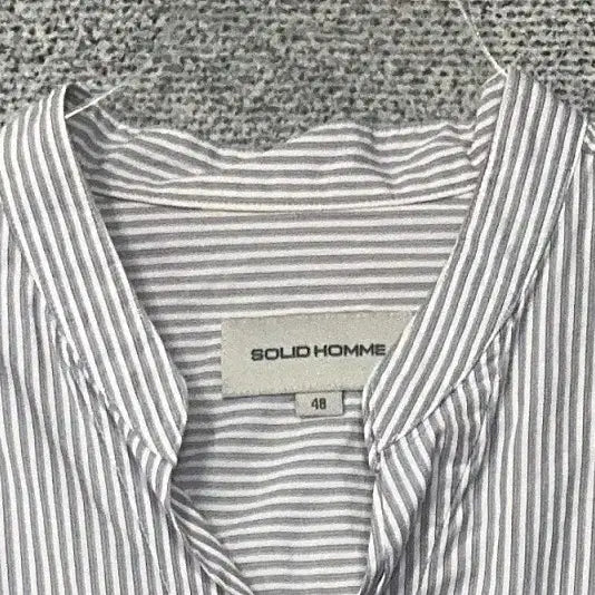 [BUNJANG] Solid Homme Striped Light Blue China Neck Shirt / 솔리드옴므 스트라이프 라이트 블루 차이나넥 셔츠 100