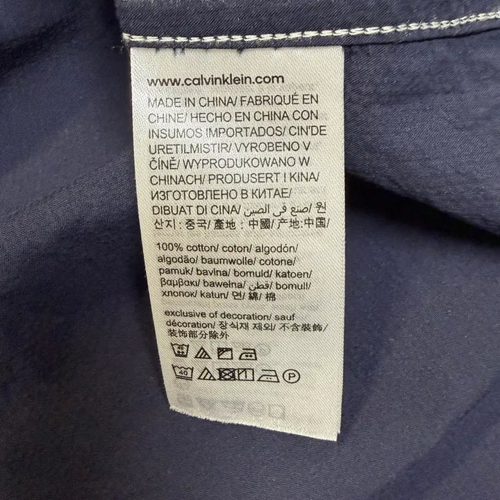 [BUNJANG] Calvin Klein Jeans Slim Fit Short Sleeve Shirt Navy L / 캘빈클라인 진스 슬림핏 반팔 셔츠 네이비 L
