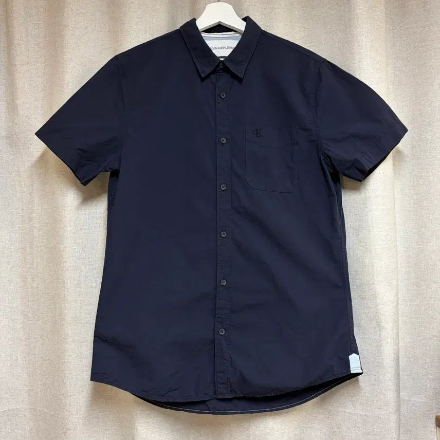 [BUNJANG] Calvin Klein Jeans Slim Fit Short Sleeve Shirt Navy L / 캘빈클라인 진스 슬림핏 반팔 셔츠 네이비 L