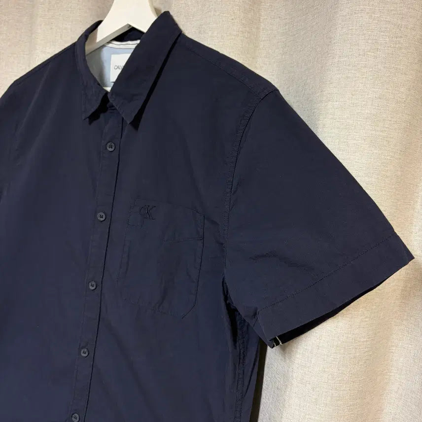 [BUNJANG] Calvin Klein Jeans Slim Fit Short Sleeve Shirt Navy L / 캘빈클라인 진스 슬림핏 반팔 셔츠 네이비 L