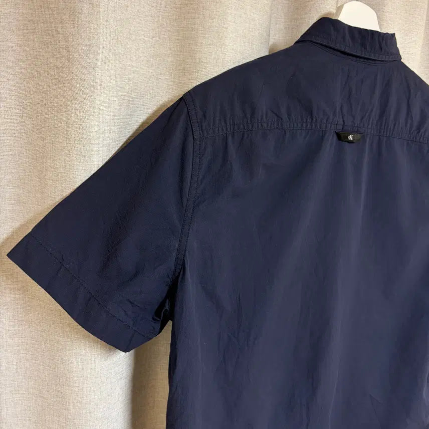 [BUNJANG] Calvin Klein Jeans Slim Fit Short Sleeve Shirt Navy L / 캘빈클라인 진스 슬림핏 반팔 셔츠 네이비 L