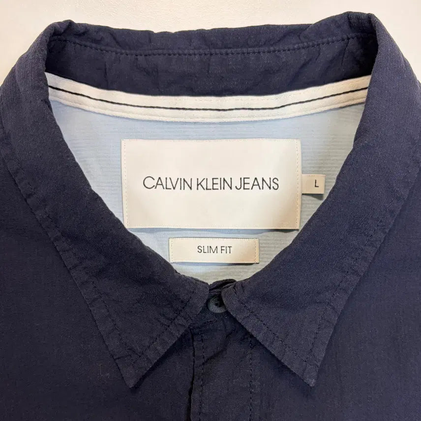 [BUNJANG] Calvin Klein Jeans Slim Fit Short Sleeve Shirt Navy L / 캘빈클라인 진스 슬림핏 반팔 셔츠 네이비 L