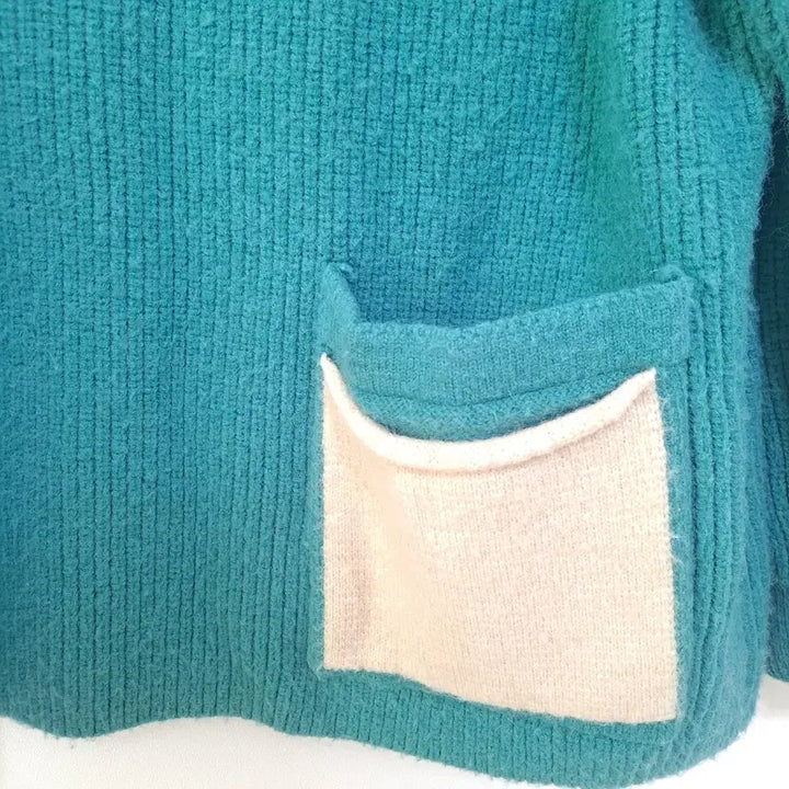 [BUNJANG] Vintage Mori Girl Mint Pocket Knit Sweater / 빈티지 모리걸 하구미 히피 민트 목티 니트 스웨터