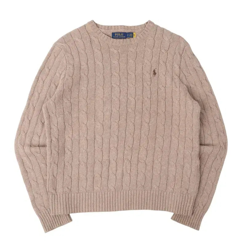 [BUNJANG] Polo Ralph Lauren Beige Cotton Cable Knit Sweater / 폴로 랄프로렌 QR 베이지 코튼 케이블 니트