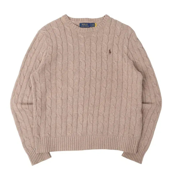 [BUNJANG] Polo Ralph Lauren Beige Cotton Cable Knit Sweater / 폴로 랄프로렌 QR 베이지 코튼 케이블 니트