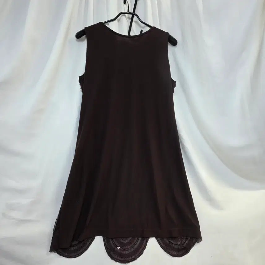[BUNJANG] Brown Sequin Embellished Sleeveless Top / 브라운여성민소매나시 스팽글 장식F