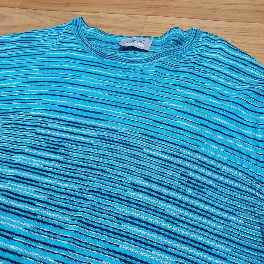 [BUNJANG] MISSONI Sport Blue Striped Knit Sweater / MISSONI 미쏘니 스포츠 정품 니블루 스트라이프 긴팔 남자100 니트