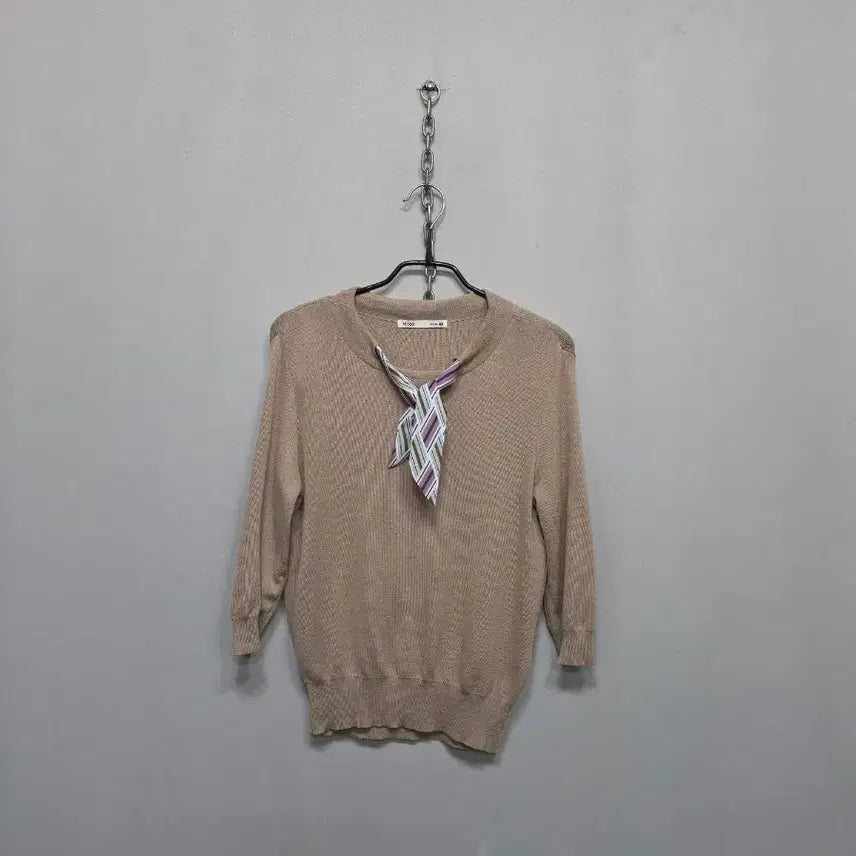 [BUNJANG] MISO Next Beige Short Sleeve Knit Top / 미쏘 넥스트 베이지 반팔 니트