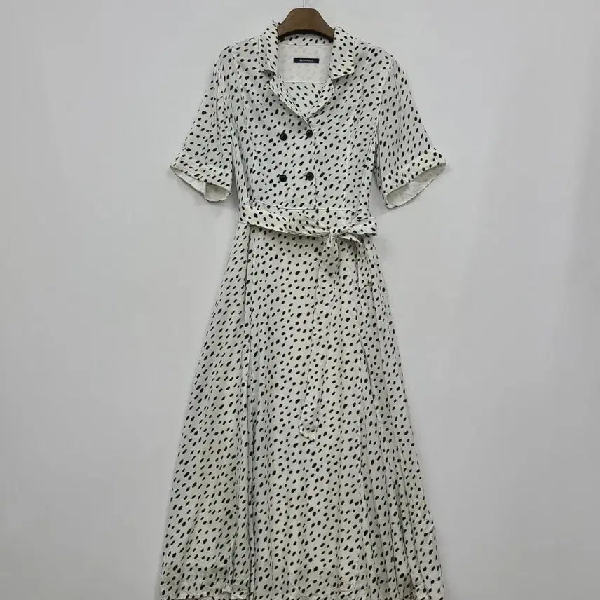 [BUNJANG] Beanpole Alice White Dot Long Dress / 빈폴 화이트 도트 반팔 롱 원피스/95/앨리스/1103