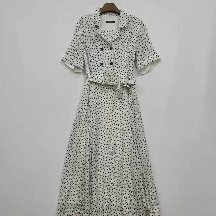 [BUNJANG] Beanpole Alice White Dot Long Dress / 빈폴 화이트 도트 반팔 롱 원피스/95/앨리스/1103