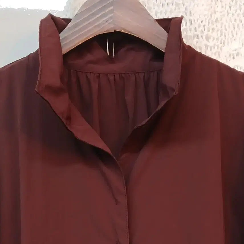 [BUNJANG] ZIOZIO Wine Red Short Sleeve Blouse / 지오송지오와인색 반팔 블라우스 55