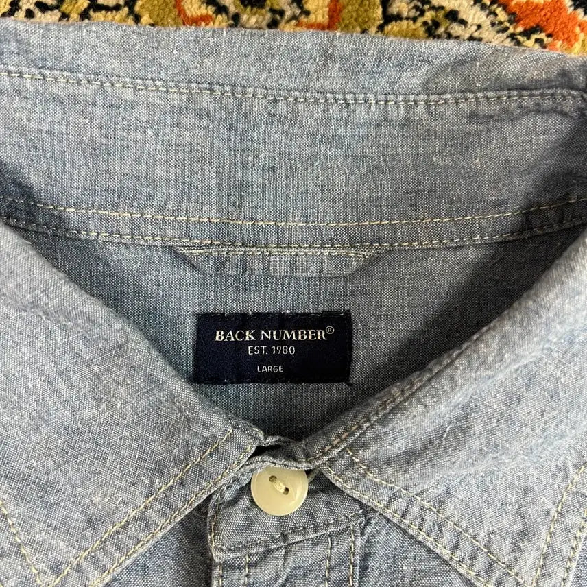 [BUNJANG] BACK NUMBER Chambray Work Shirt / [L] BACK NUMBER 백넘버 샴브레이 셔츠 블루
