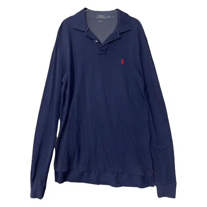 [BUNJANG] Polo Custom Fit Navy Long Sleeve Polo Shirt - M / 폴로 커스텀핏 로고 네이비 긴팔 카라티 M