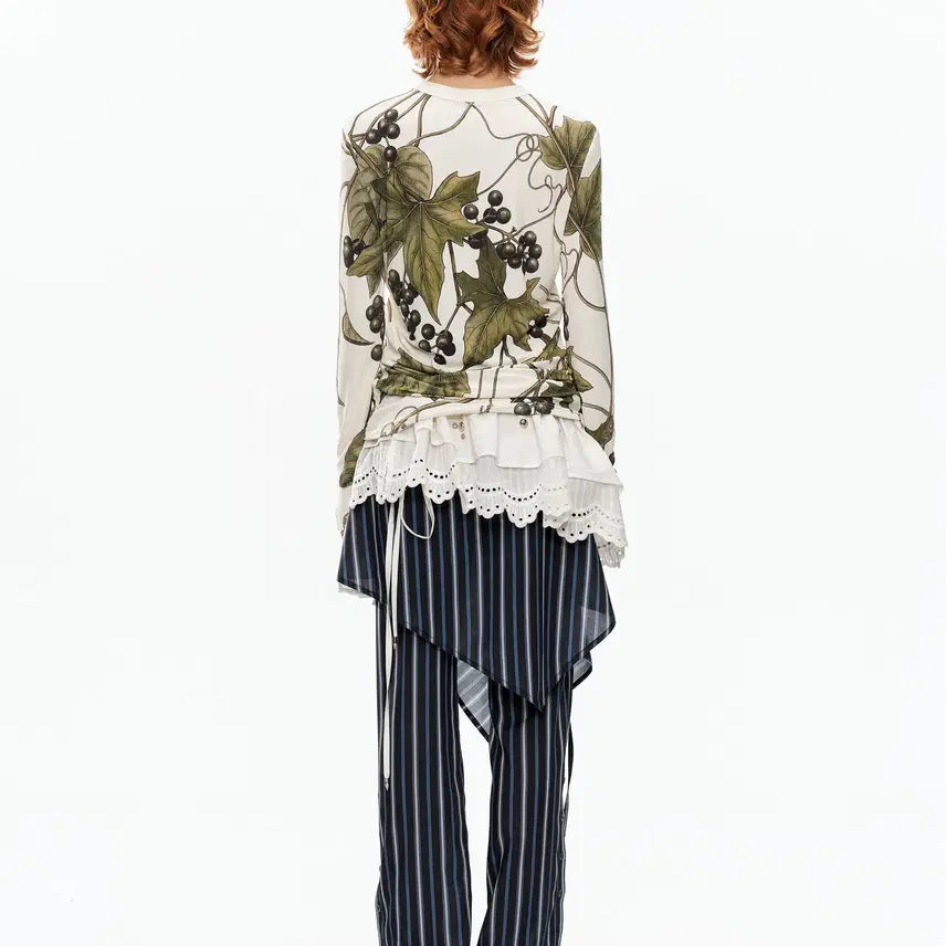 [BUNJANG] YOSHUYUKI Grape Print Crew Neck Long Sleeve Tee / YOSHUYUKI 요슈유키 포도 프린트 크루넥 롱슬리브 티