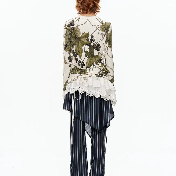 [BUNJANG] YOSHUYUKI Grape Print Crew Neck Long Sleeve Tee / YOSHUYUKI 요슈유키 포도 프린트 크루넥 롱슬리브 티