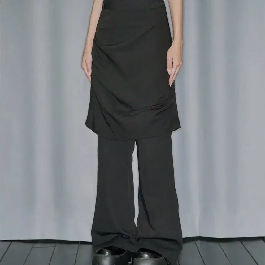 [BUNJANG] Odd Studio Drape Midi Skirt Pants Set Black / 오드스튜디오 드레이프 미디 스커트 팬츠 세트 블랙