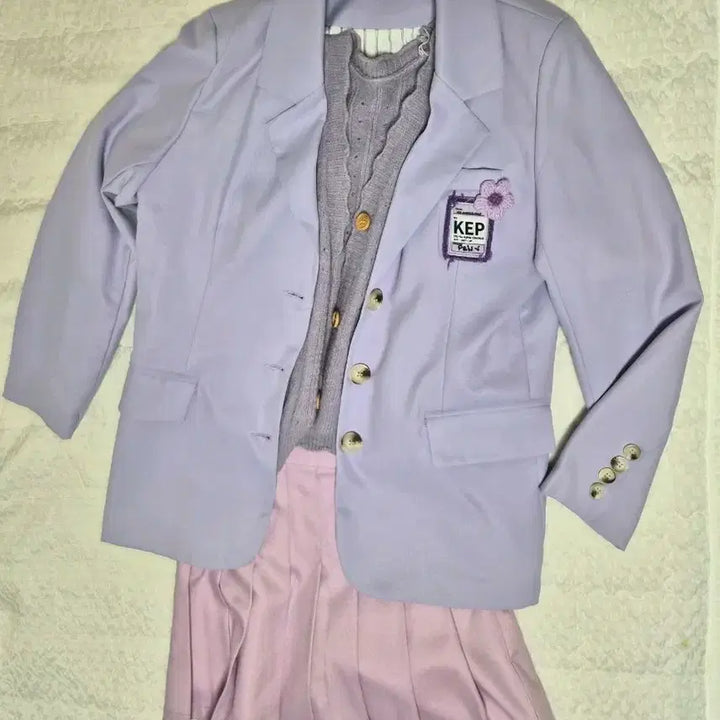 [BUNJANG] Purple Coordinate Set (Jacket Vest Cardigan Tennis Skirt) / 보라 코디 세트 (자켓 조끼가디건 테니스스커트)