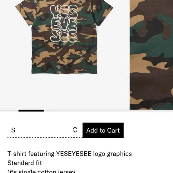 [BUNJANG] YesEyesee Camo T-shirt / 1회 시착) 예스아이씨 카모 반팔티셔츠 반팔 셔츠 무신사