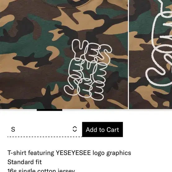 [BUNJANG] YesEyesee Camo T-shirt / 1회 시착) 예스아이씨 카모 반팔티셔츠 반팔 셔츠 무신사