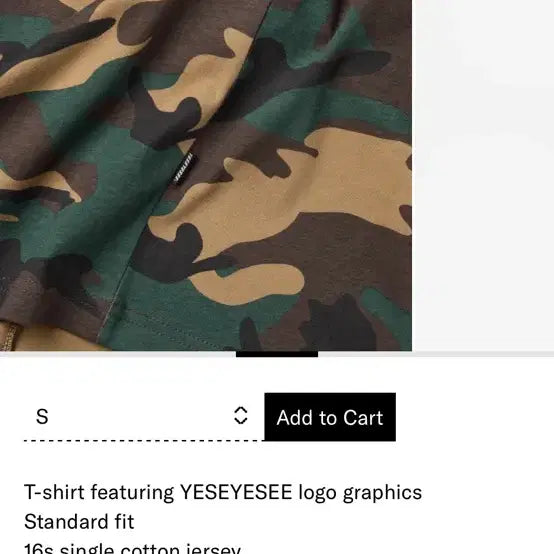 [BUNJANG] YesEyesee Camo T-shirt / 1회 시착) 예스아이씨 카모 반팔티셔츠 반팔 셔츠 무신사