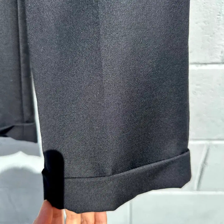 [BUNJANG] Jaeger Black Cuffed Trousers / 예거 블랙 카브라 슬랙스